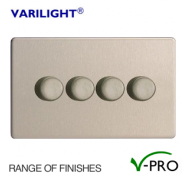 Varilight V-Pro Screwless LED Dimmer Switch 4 Gang (2 Way) - Metal Finish