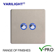 Varilight V-Pro Screwless Eclique LED Dimmer Switch 2 Gang (2 Way) - Metal Finish