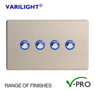 Varilight V-Pro Screwless Eclique LED Dimmer Switch 4 Gang (2 Way) - Metal Finish