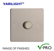 Varilight V-Pro Screwless LED Dimmer Switch 1 Gang (2 Way) - Metal Finish