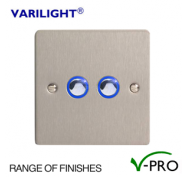 Varilight V-Pro Ultraflat Eclique LED Dimmer Switch 2 Gang (2 Way) - Metal Finish