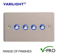 Varilight V-Pro Ultraflat Eclique LED Dimmer Switch 4 Gang (2 Way) - Metal Finish