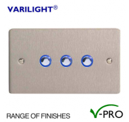 Varilight V-Pro Ultraflat Eclique LED Dimmer Switch 3 Gang (2 Way) - Metal Finish