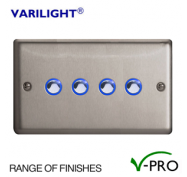 Varilight V-Pro Classic Eclique LED Dimmer Switch 4 Gang (2 Way) - Metal Finish