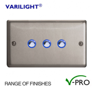 Varilight V-Pro Classic Eclique LED Dimmer Switch 3 Gang (2 Way) - Metal Finish