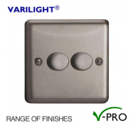 Varilight V-Pro Classic LED Dimmer Switch 2 Gang (2 Way) - Metal Finish