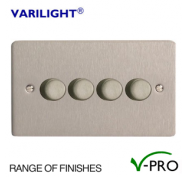 Varilight V-Pro Ultraflat LED Dimmer Switch 4 Gang (2 Way) - Metal Finish